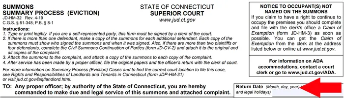 example court summons